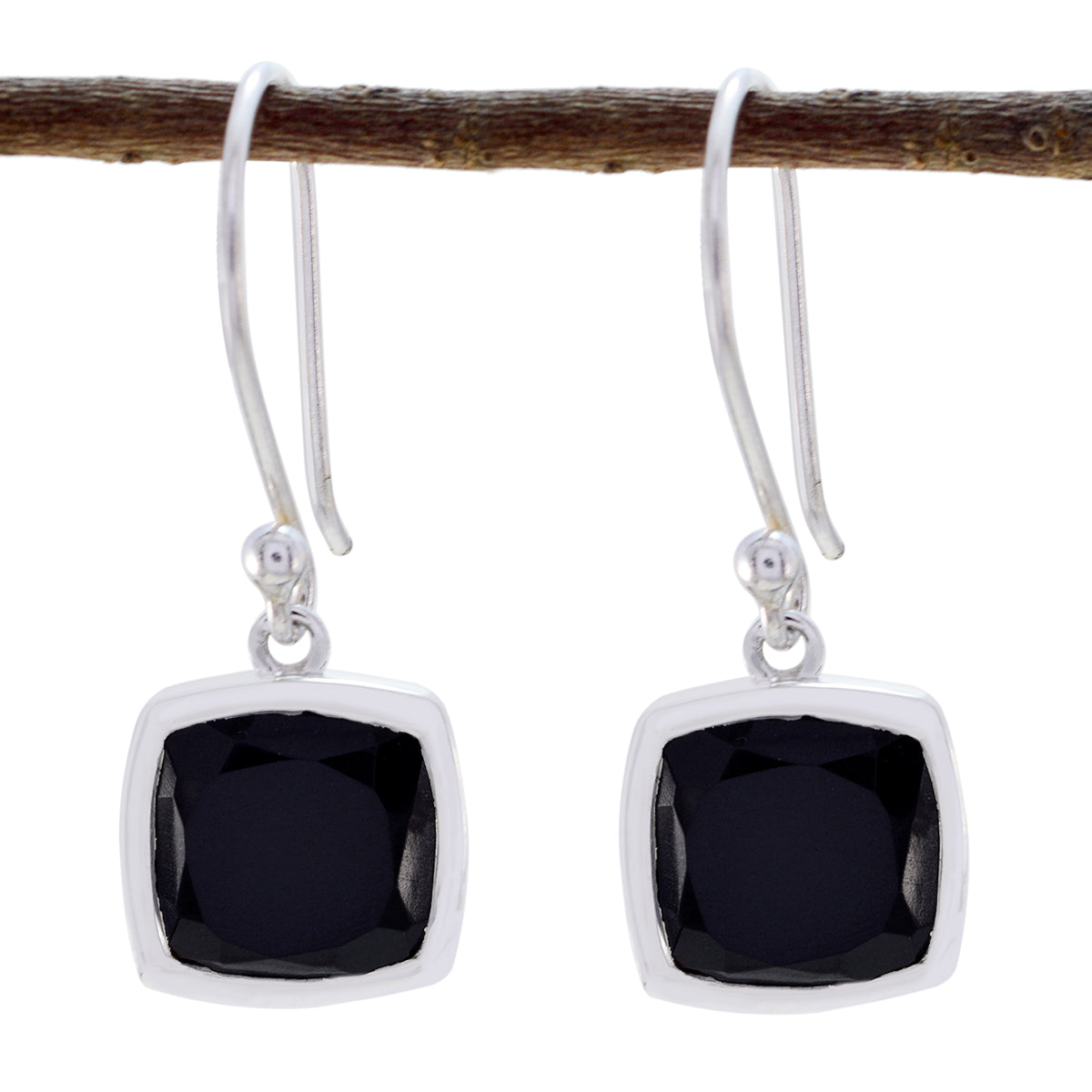 Riley Black Whisper thin Solitaire Dangle Earring Black Onyx Black Dangle