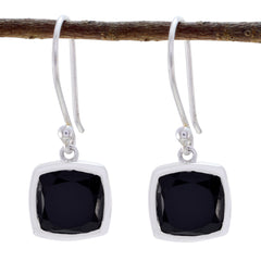 Riley Black Whisper thin Solitaire Dangle Earring Black Onyx Black Dangle