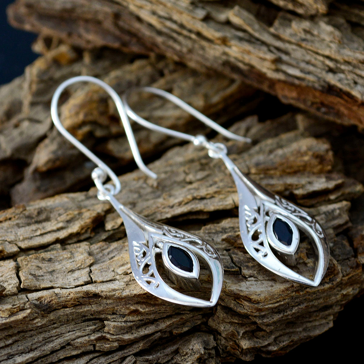 Sarah Black Whisper thin Solitaire Dangle Earring