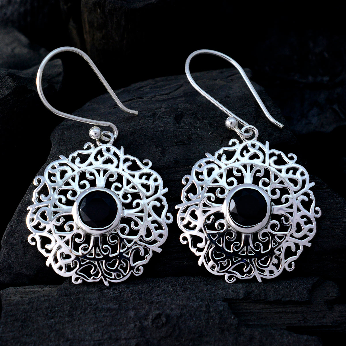 Marie Black Tiny Solitaire Dangle Earring