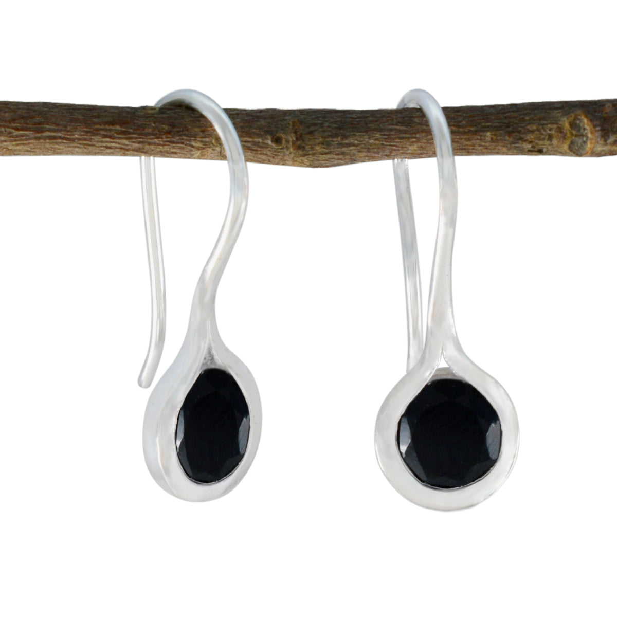 Hannah Black Delicate Solitaire Dangle Earring Black Onyx Black Dangle