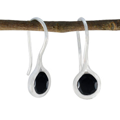 Hannah Black Delicate Solitaire Dangle Earring Black Onyx Black Dangle