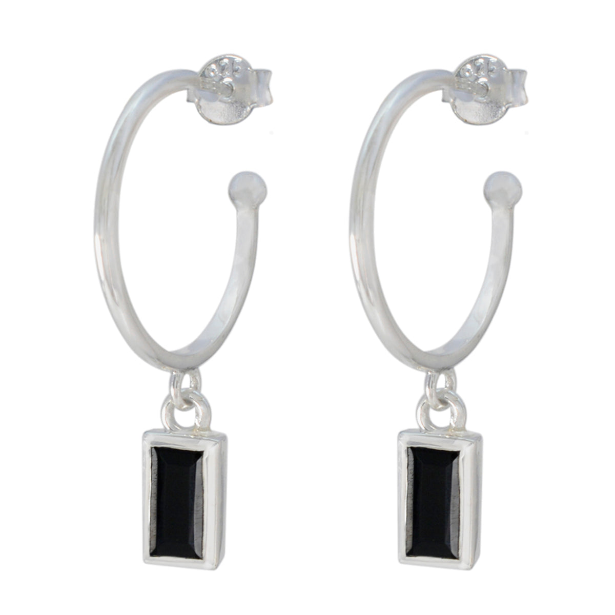 Savannah Black Slim Solitaire Dangle Earring Black Onyx Black Dangle