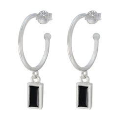 Savannah Black Slim Solitaire Dangle Earring Black Onyx Black Dangle