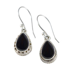 Ha eun Black Slim Solitaire Dangle Earring Black Onyx Black Dangle