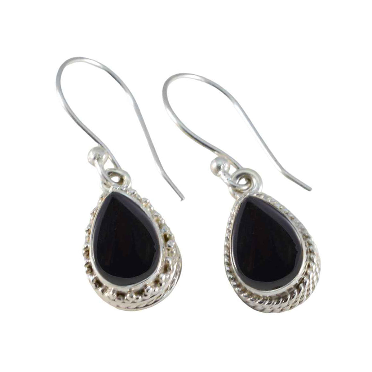 Ha eun Black Slim Solitaire Dangle Earring