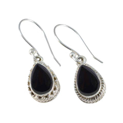 Ha eun Black Slim Solitaire Dangle Earring