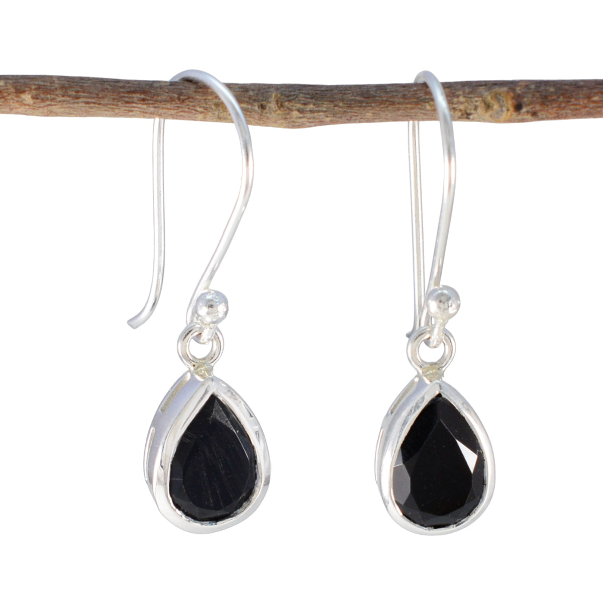 Zoe Black Dainty Solitaire Dangle Earring Black Onyx Black Dangle