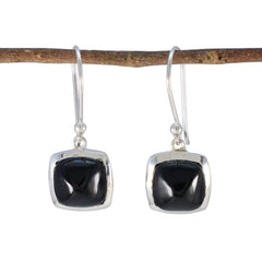 Hye jin Black Slim Solitaire Dangle Earring Black Onyx Black Dangle