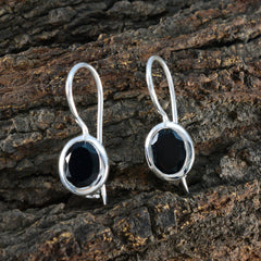 Mei Black Dainty Solitaire Dangle Earring