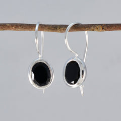 Mei Black Dainty Solitaire Dangle Earring
