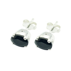 Victoria Black Minimalist Solitaire Stud Earring Black Onyx Black Stud