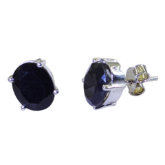 Yasmin Black Delicate Solitaire Stud Earring Black Onyx Black Stud