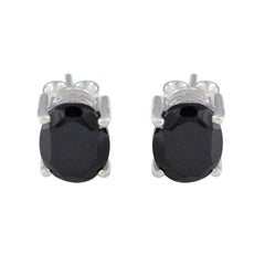 Addison Black Dainty Solitaire Stud Earring Black Onyx Black Stud