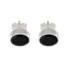 Amelia Black Delicate Solitaire Stud Earring Black Onyx Black Stud