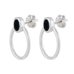 Nora Black Dainty Solitaire Stud Earring