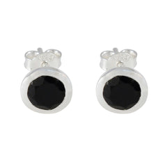Teresa Black Delicate Solitaire Stud Earring Black Onyx Black Stud
