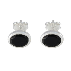 Haruka Black Delicate Solitaire Stud Earring Black Onyx Black Stud