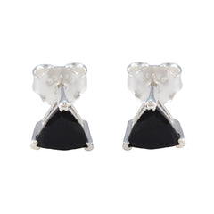 Carolina Black Elegant Solitaire Stud Earring Black Onyx Black Stud