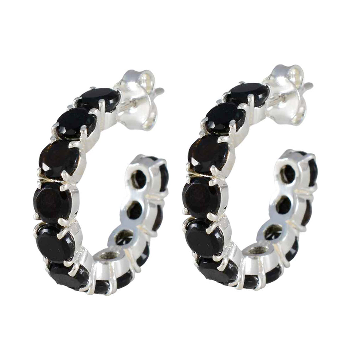 Fernanda Black Slim multiple Stud Earring Black Onyx Black Stud