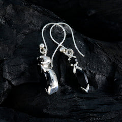 Lucy Black Whisper thin Toi et Moi Dangle Earring