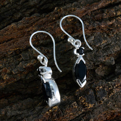 Lucy Black Whisper thin Toi et Moi Dangle Earring
