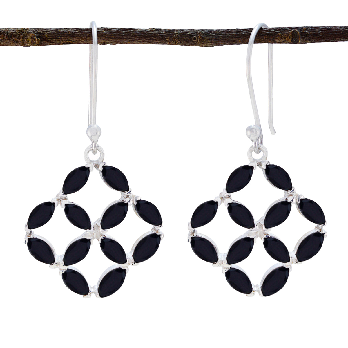 Dayana Black Minimal multiple Dangle Earring Black Onyx Black Dangle