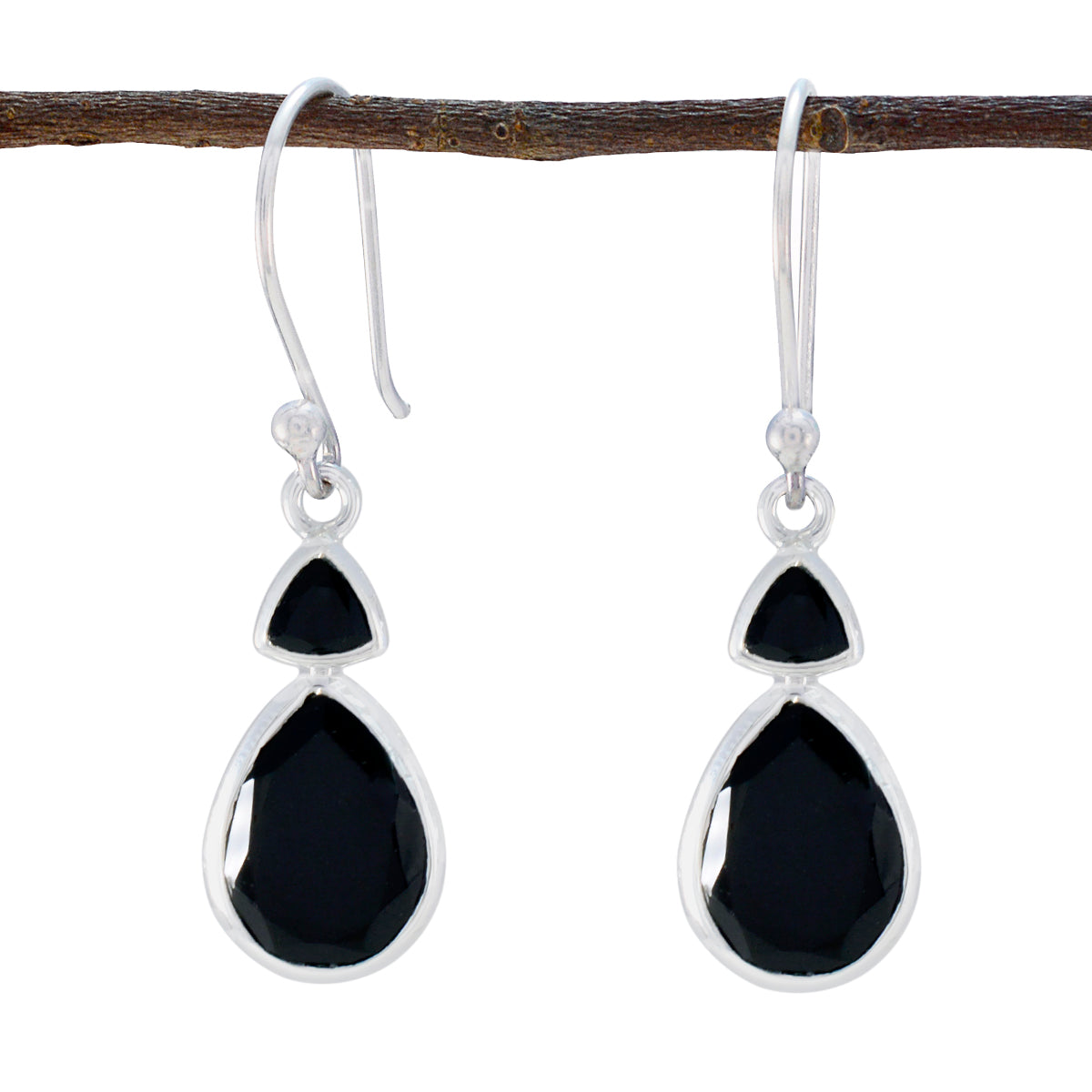Ana Black Slim Toi et Moi Dangle Earring Black Onyx Black Dangle