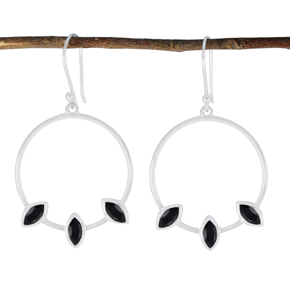 Leah Black Minimal Trilogy Dangle Earring Black Onyx Black Dangle