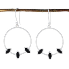 Leah Black Minimal Trilogy Dangle Earring Black Onyx Black Dangle