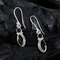 Anna Black Whisper thin Toi et Moi Dangle Earring