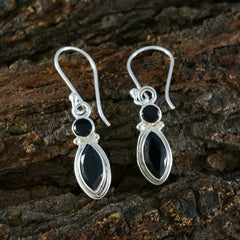 Anna Black Whisper thin Toi et Moi Dangle Earring