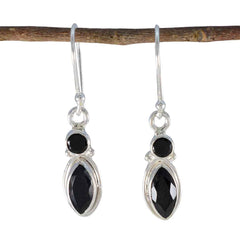 Anna Black Whisper thin Toi et Moi Dangle Earring Black Onyx Black Dangle