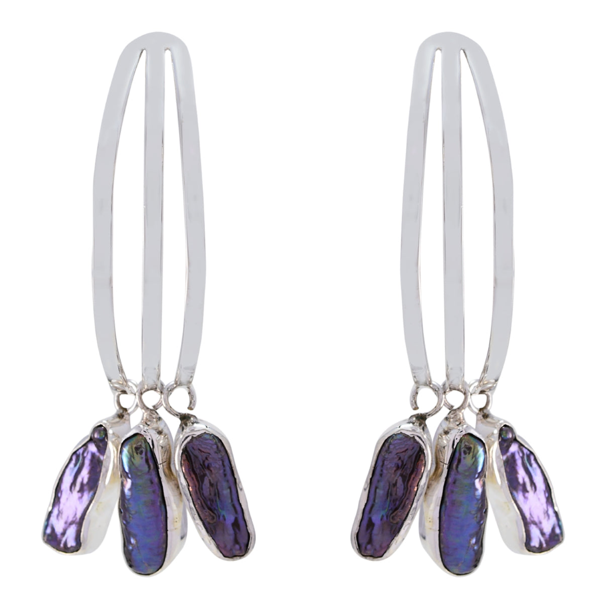 Hye jin Grey Statement multiple Dangle Earring Grey Peral Gray Dangle