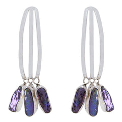 Hye jin Grey Statement multiple Dangle Earring Grey Peral Gray Dangle