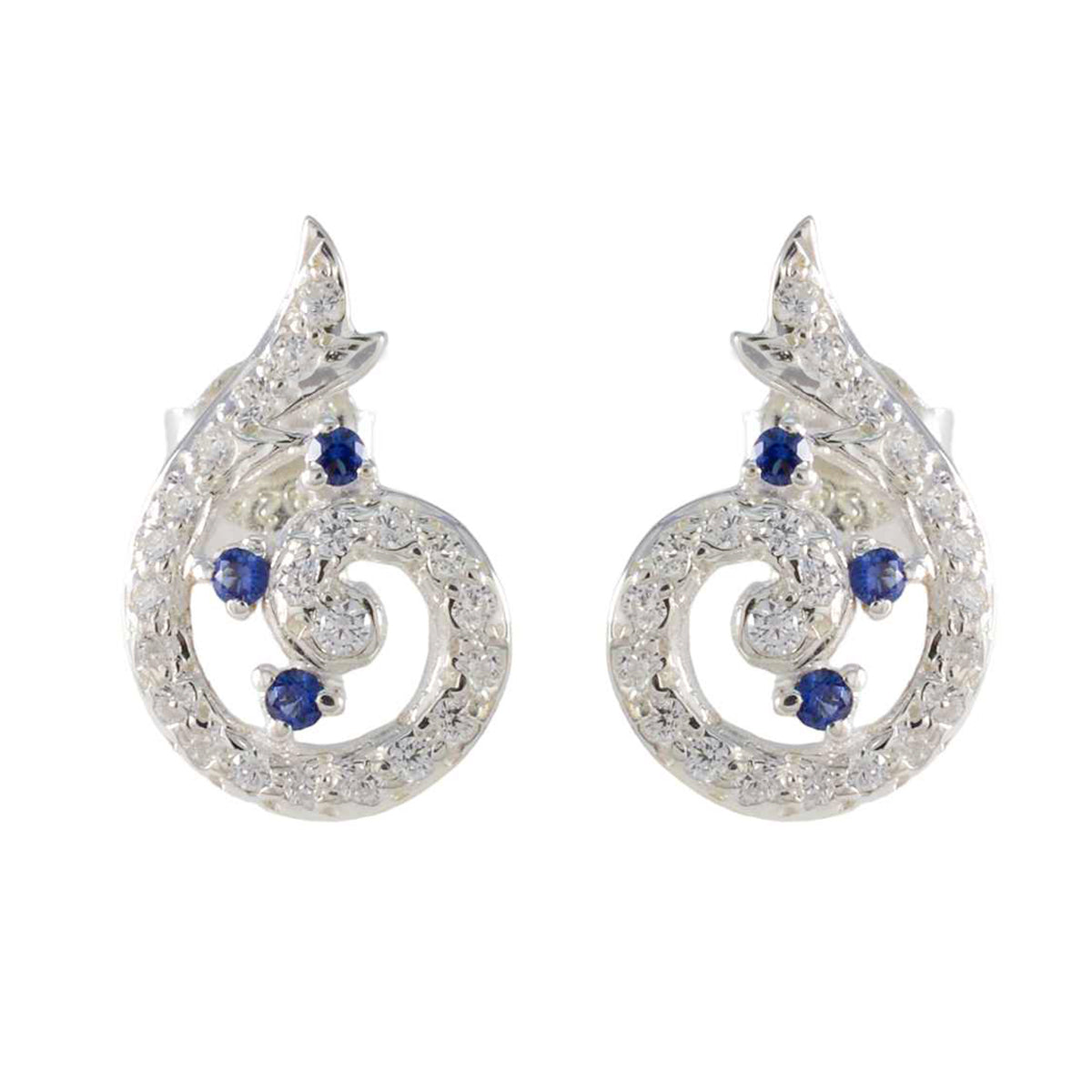 Hazel Blue Delicate multiple Stud Earring Blue Sapphire CZ Blue Stud