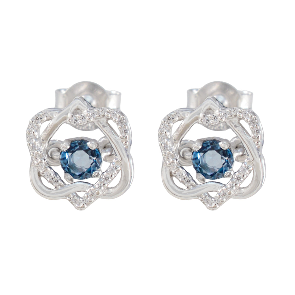 Lourdes Blue Delicate multiple Stud Earring Blue Sapphire CZ Blue Stud
