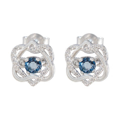 Lourdes Blue Delicate multiple Stud Earring Blue Sapphire CZ Blue Stud