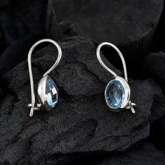 Aurora Blue Delicate Solitaire Dangle Earring