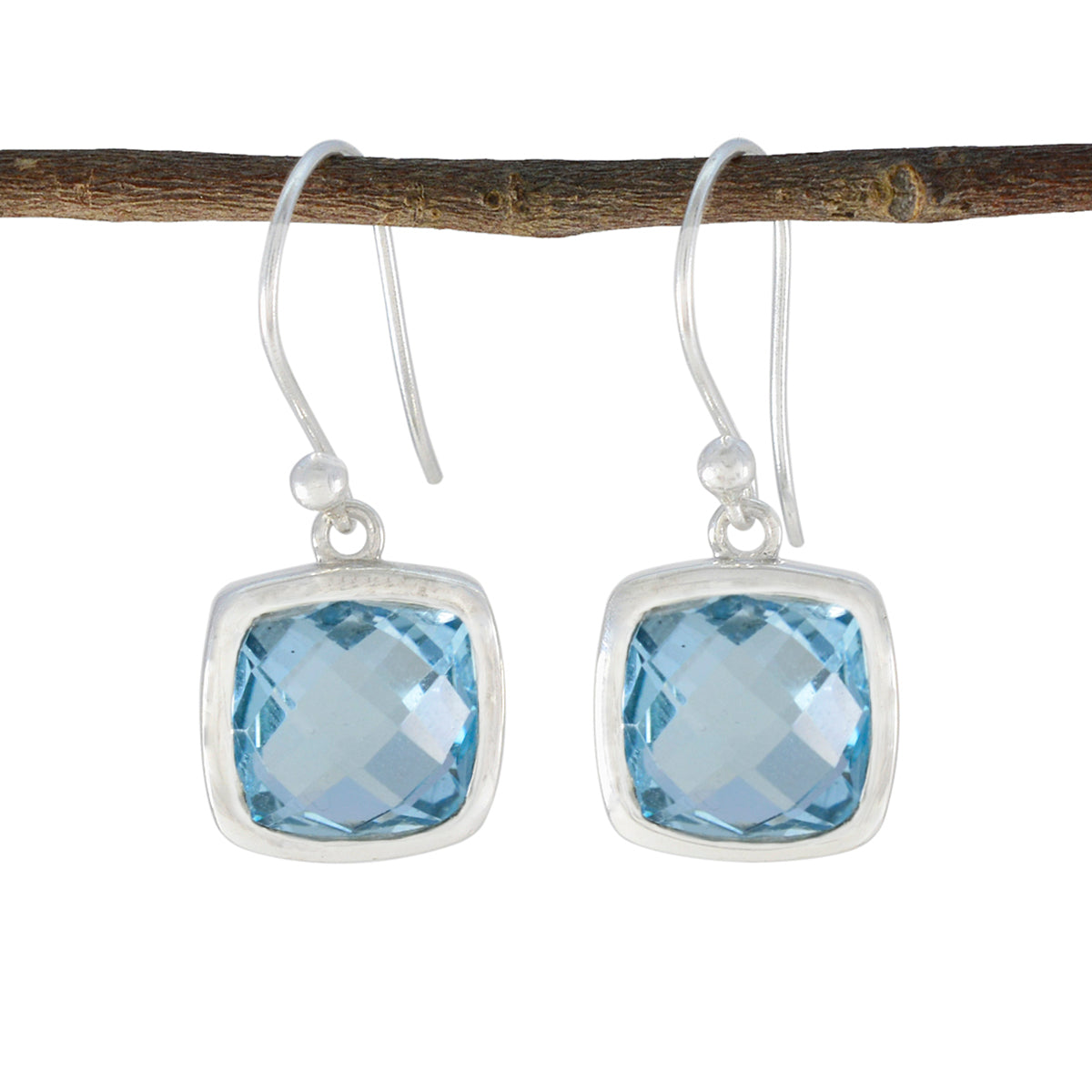 Chloe Blue Slim Solitaire Dangle Earring Blue Topaz Blue Dangle