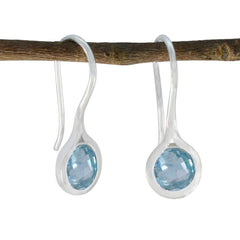 Harper Blue Delicate Solitaire Dangle Earring Blue Topaz Blue Dangle