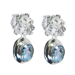 Wen Blue Tiny Solitaire Stud Earring Blue Topaz Blue Stud