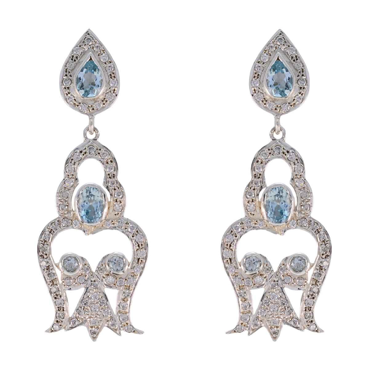Dewi Blue Edgy multiple Stud Earring Blue Topaz Blue Stud