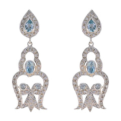 Dewi Blue Edgy multiple Stud Earring Blue Topaz Blue Stud