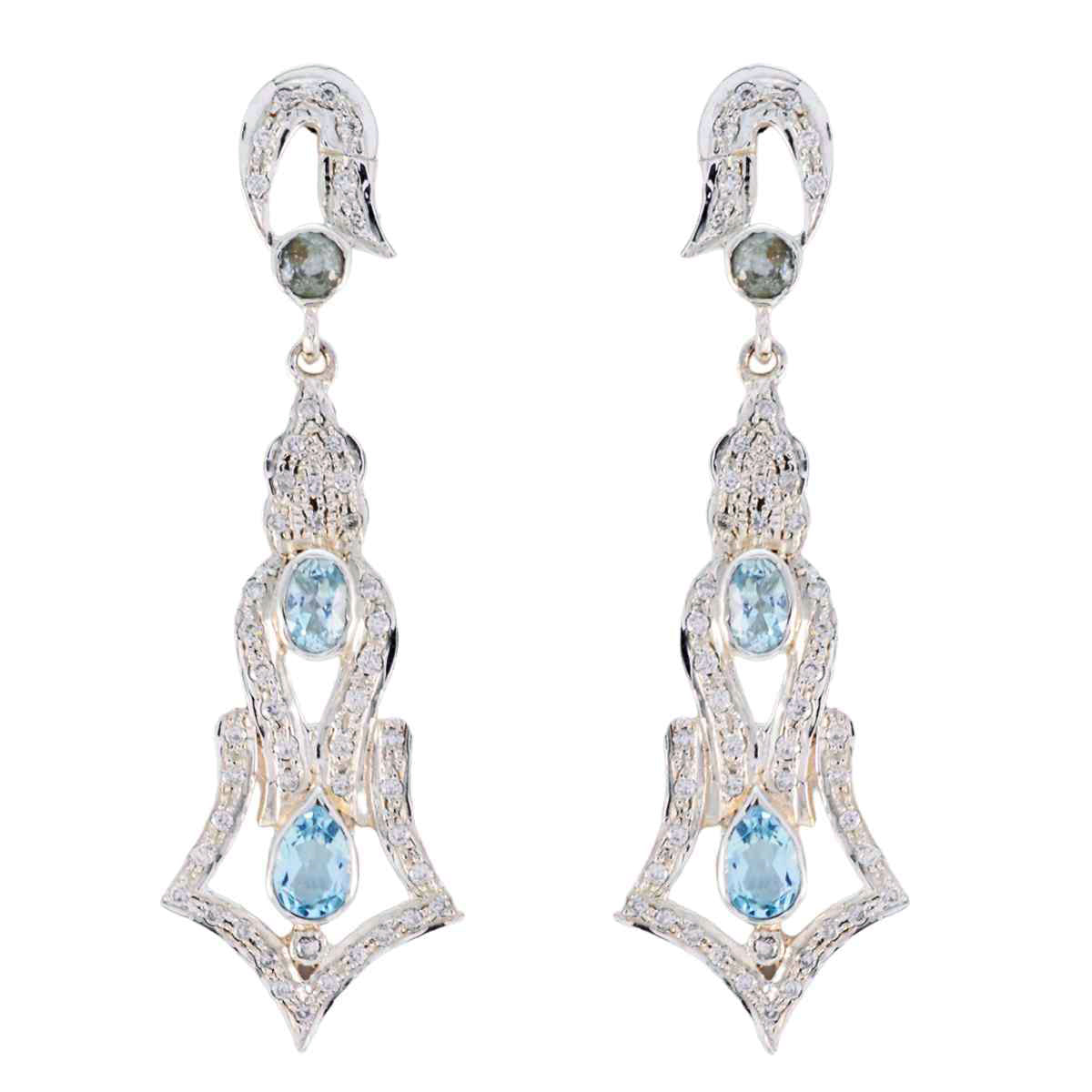 Lakshmi Blue Edgy multiple Stud Earring Blue Topaz Blue Stud