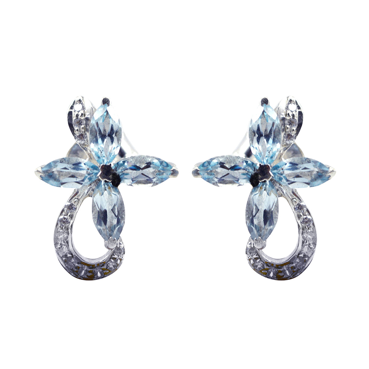 Yan Blue Dainty multiple Stud Earring Blue Topaz Blue Stud