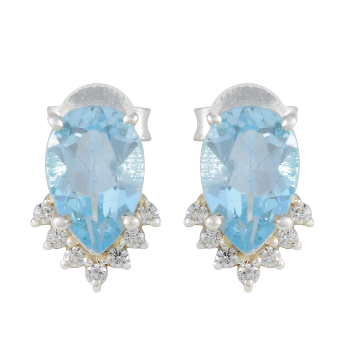 Ying Blue Delicate multiple Stud Earring Blue Topaz Blue Stud
