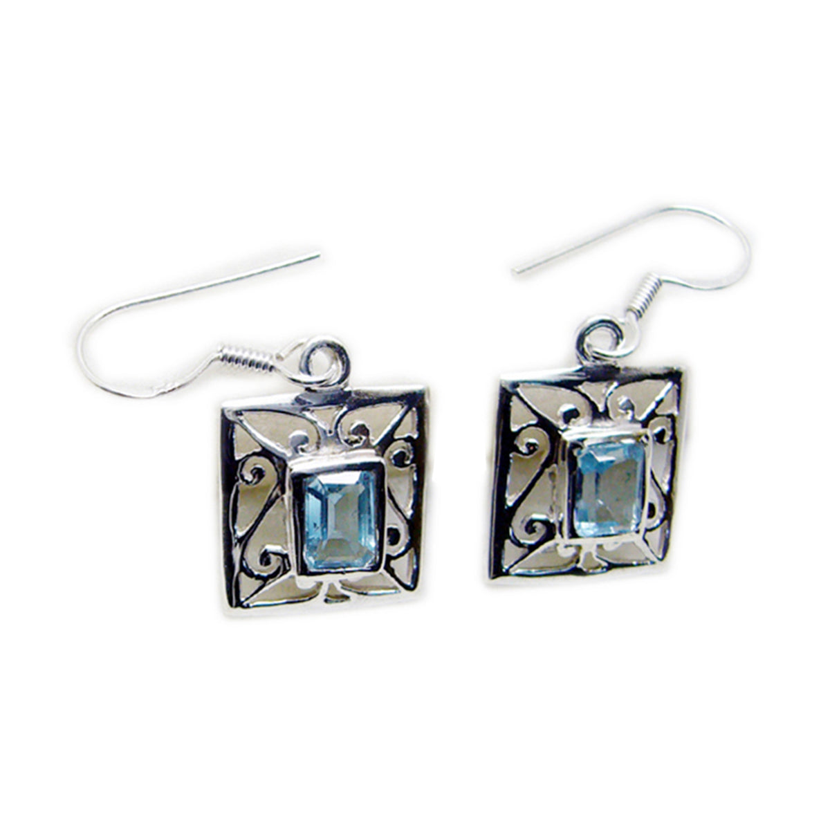 Cecilia Blue Tiny Solitaire Dangle Earring Blue Topaz Blue Dangle