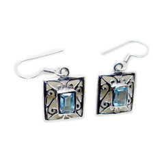 Cecilia Blue Tiny Solitaire Dangle Earring Blue Topaz Blue Dangle