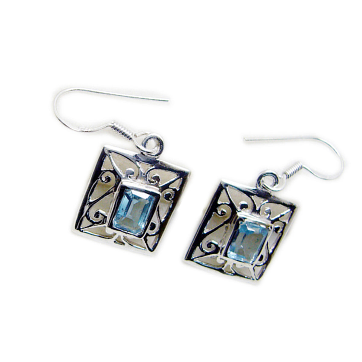 Cecilia Blue Tiny Solitaire Dangle Earring